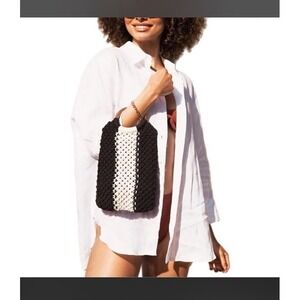 Laude The Label The Gabby Macrame Bag Crochet Acacia Wood Handles